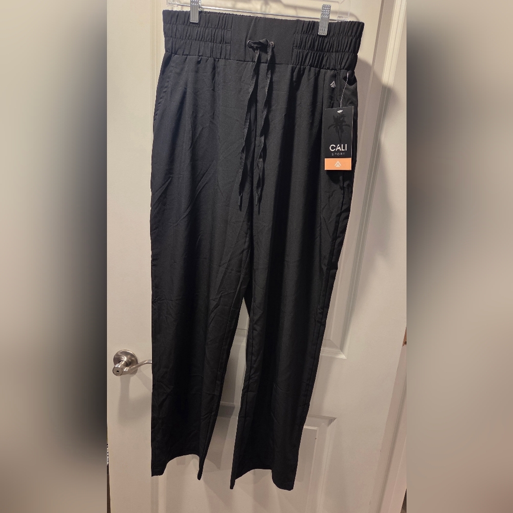 Womens Black Drawstring Performance Activewear, L/ XL